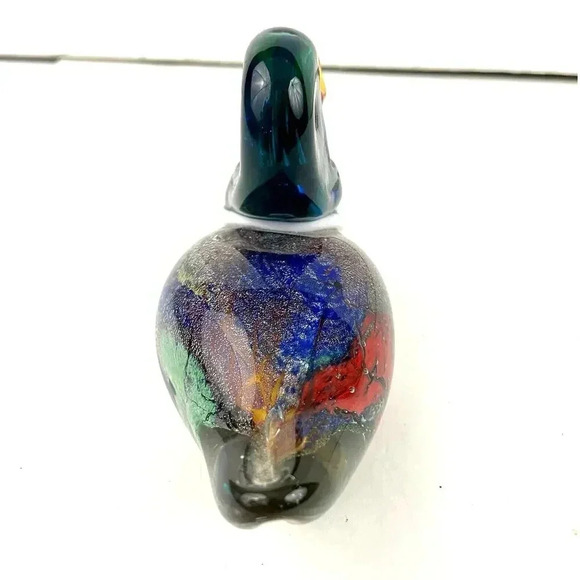 VTG Hand Blown Murano Glass Duck Paperweight Sparkle - Picture 5 of 16